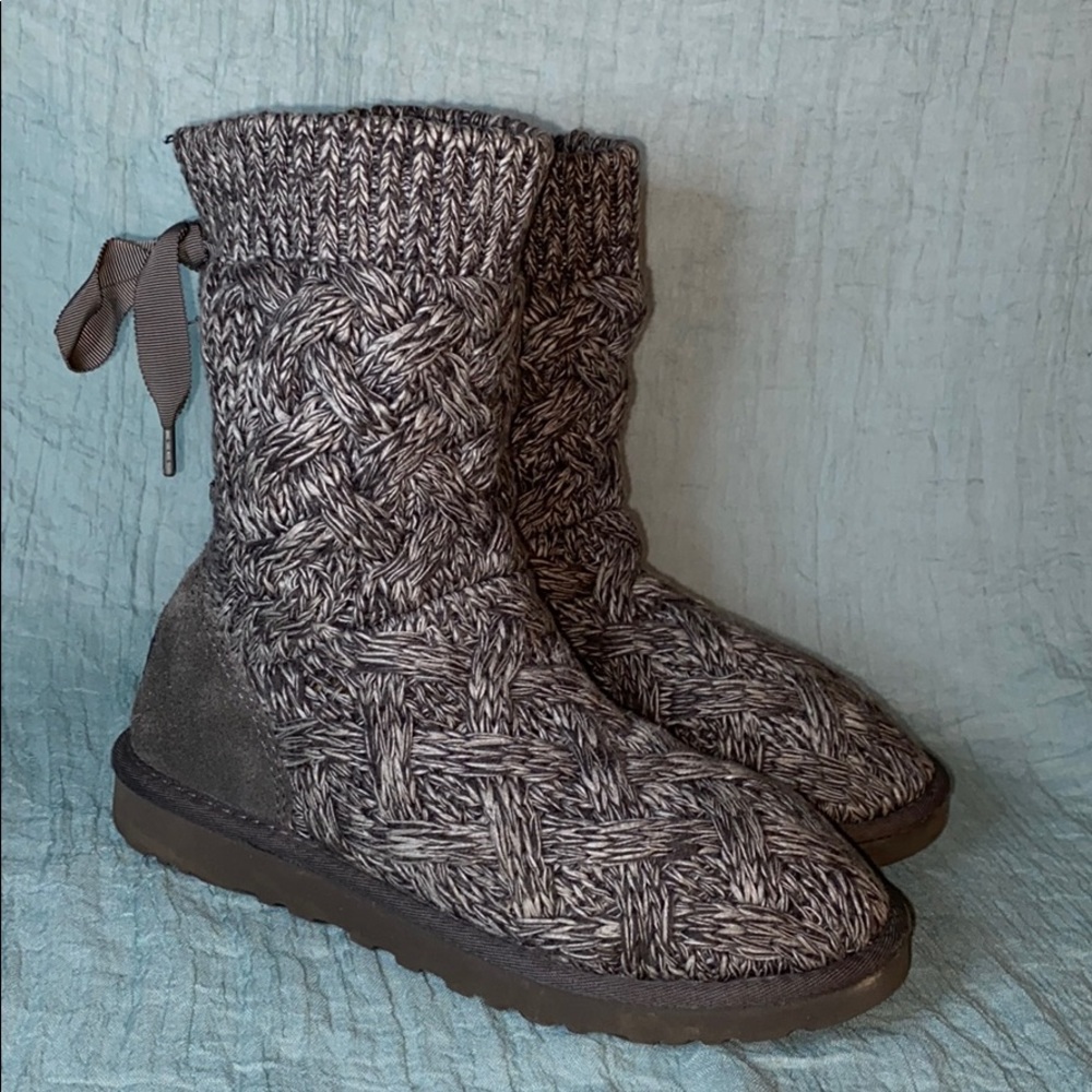 UGG Isla Gray Crochet Sweater Boots 1008840